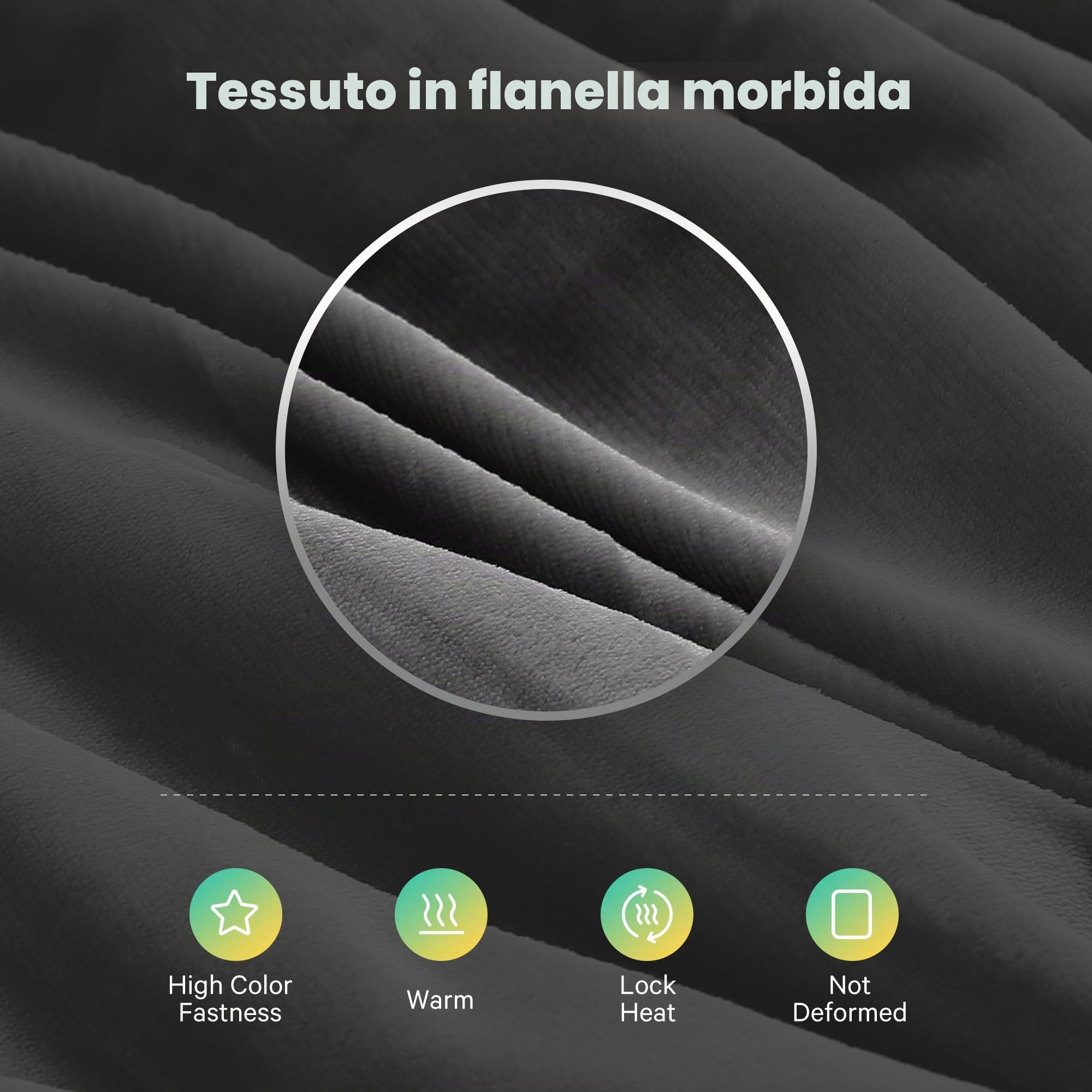 Coperta Elettrica Riscaldata Flanella Grande 150x200cm, Protezione Spegnimento Automatico 10 Ore, Riscaldamento Rapido e Uniforme, Display Digitale e Controllo Intelligente Della Temperatura, Lavabile
