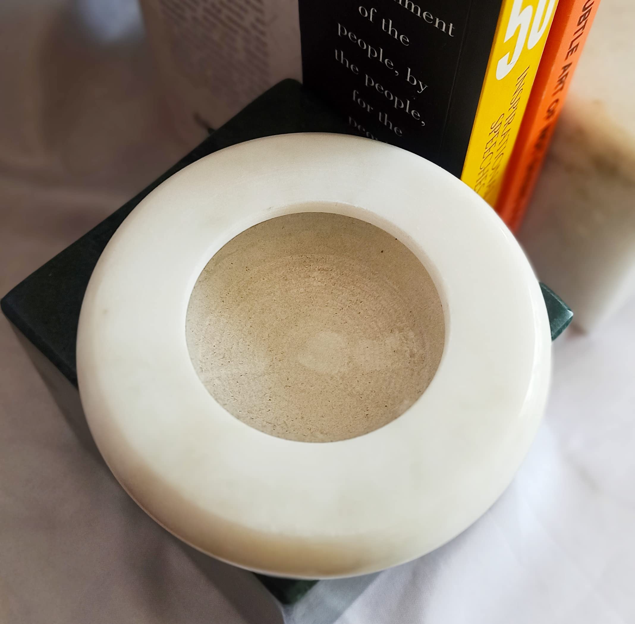 RM White Marble Ash Tray | Handcrafted Cigarette Ash Tray for Home & Office | Elegant Stone Ashtray & Desk Organizer | Living Room Marble Decor-picture-23