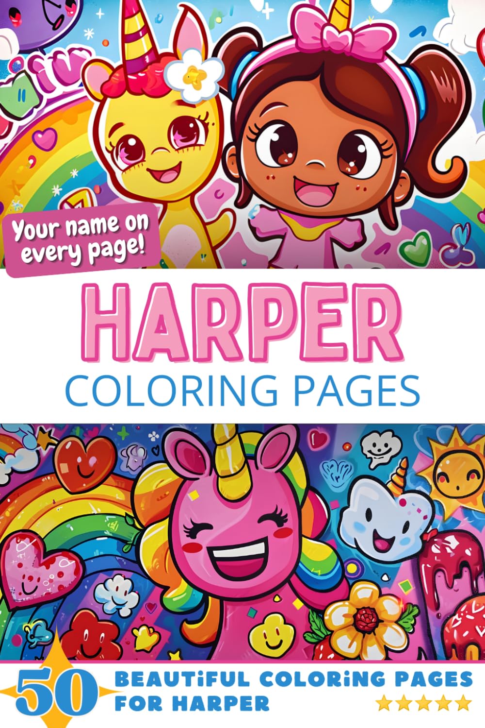 Independently Published Harper Coloring Book: 50x Harper Coloring Page - 6x9" - 50 Pages - Fantastic Gift
