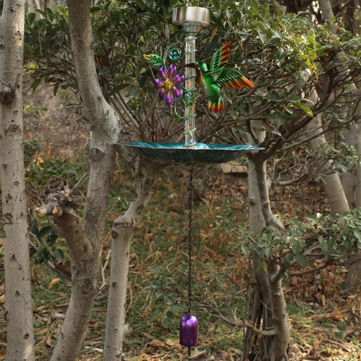 Gatuida Mangiatoia Appesa per Uccelli Solare in Ferro per Giardino