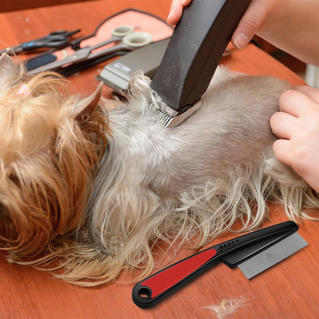 Peigne antiparasitaire pour chien & chat de PetPäl | efficace contre les puces, poux & poussière | professionnel & durable | peigne anti-lentes inclus | maintient votre animal en bonne santé & propre.