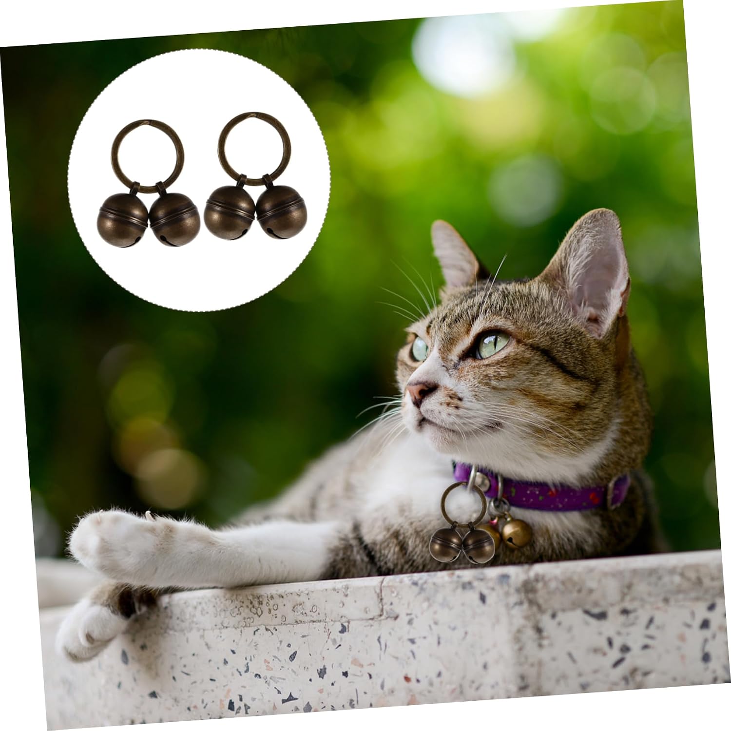 Levemolo 2sets Copper Pet Collar Bells Key Ring Bells for Cats and Dogs Loud Sound Accessories for Pet Identification and Diy Decoration Ring