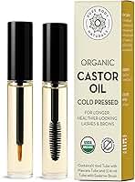 Pure Body Naturals Óleo de rícino para cílios e sobrancelhas – Soro nutritivo para crescimento de sobrancelhas e cílios – Óleo de rícino orgânico, prensado a frio, sem hexano – 2 aplicadores