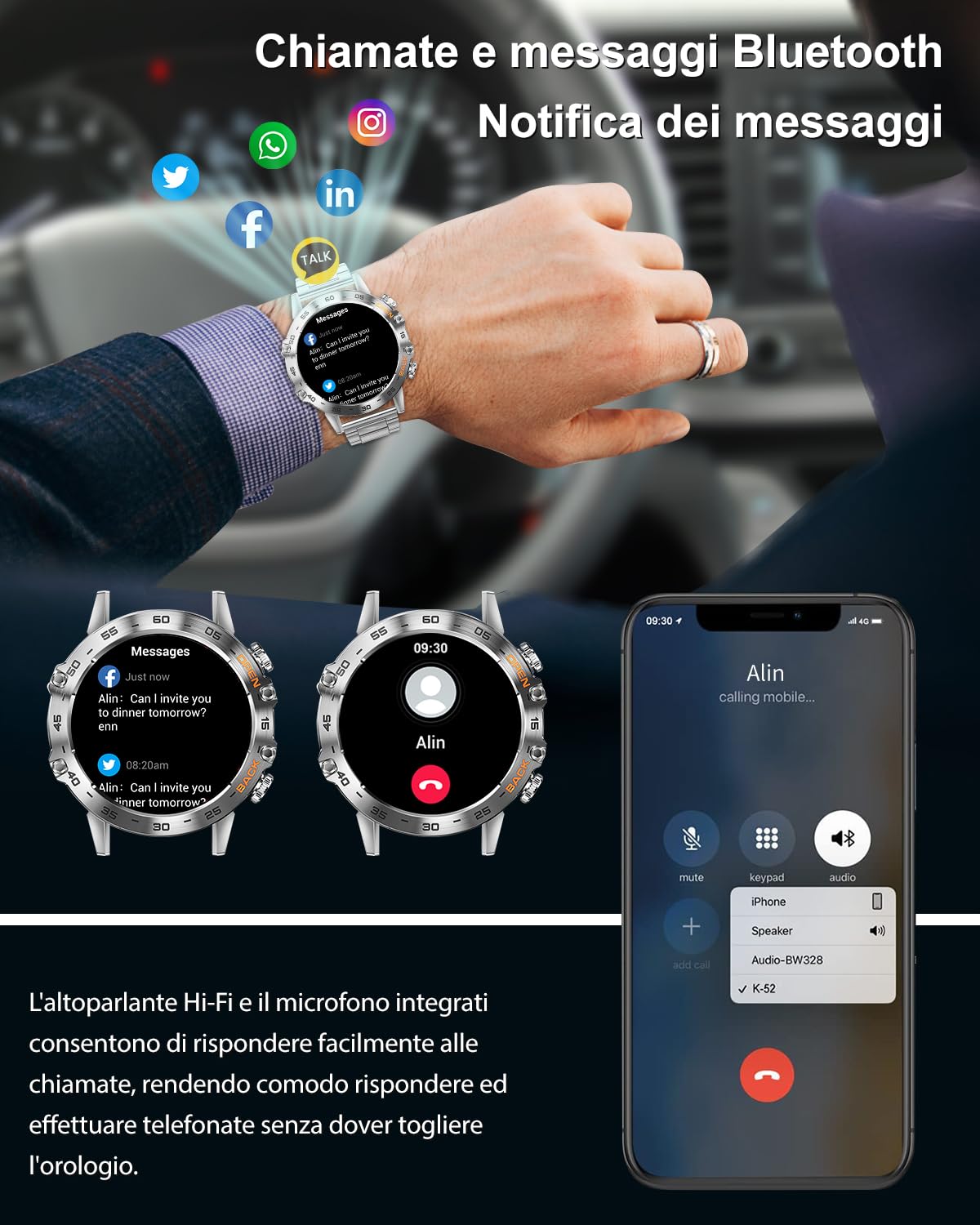 PODOEIL Smartwatch Militare in Metallo da Uomo, 1.39 "HD Screen Tattico Outdoor Rugged Watch con Health Monitor, 108 modalità Sportive Activity Tracker Smart Watch per iPhone Andriod Samsung