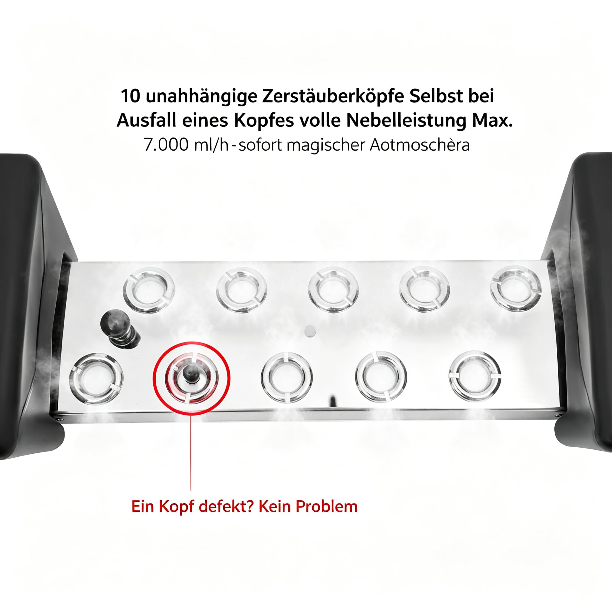 Profi 10-Kopf Ultraschall Nebelgerät 350W Industrietauglicher Nebelgenerator mit Wasserschutz, 7L/h Nebelvolumen für Gärten/Teiche/Events, Hotels und Gewächshäuser (Stil 1)
