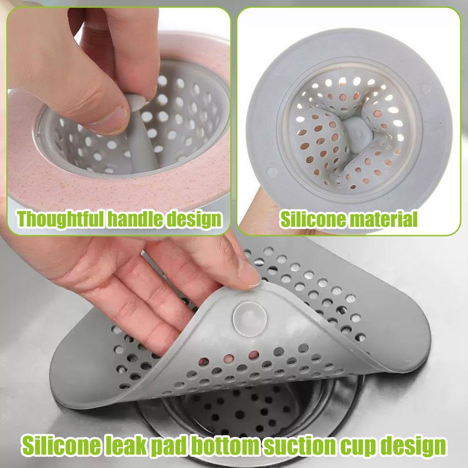 4 Pieces Kitchen Sink Strainer, 2 Pieces Silicone Drain Pad, Silicone Sink Strainer, Kitchen Sink Cover, Plug Hole Strainer - Image 3