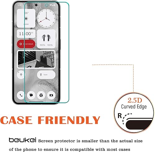 Miniatura 4 de (3 unidades) Compatible con Nothing Phone (2) Protector de pantalla de vidrio templado, sensible al tacto, compatible con fundas, dureza 9H