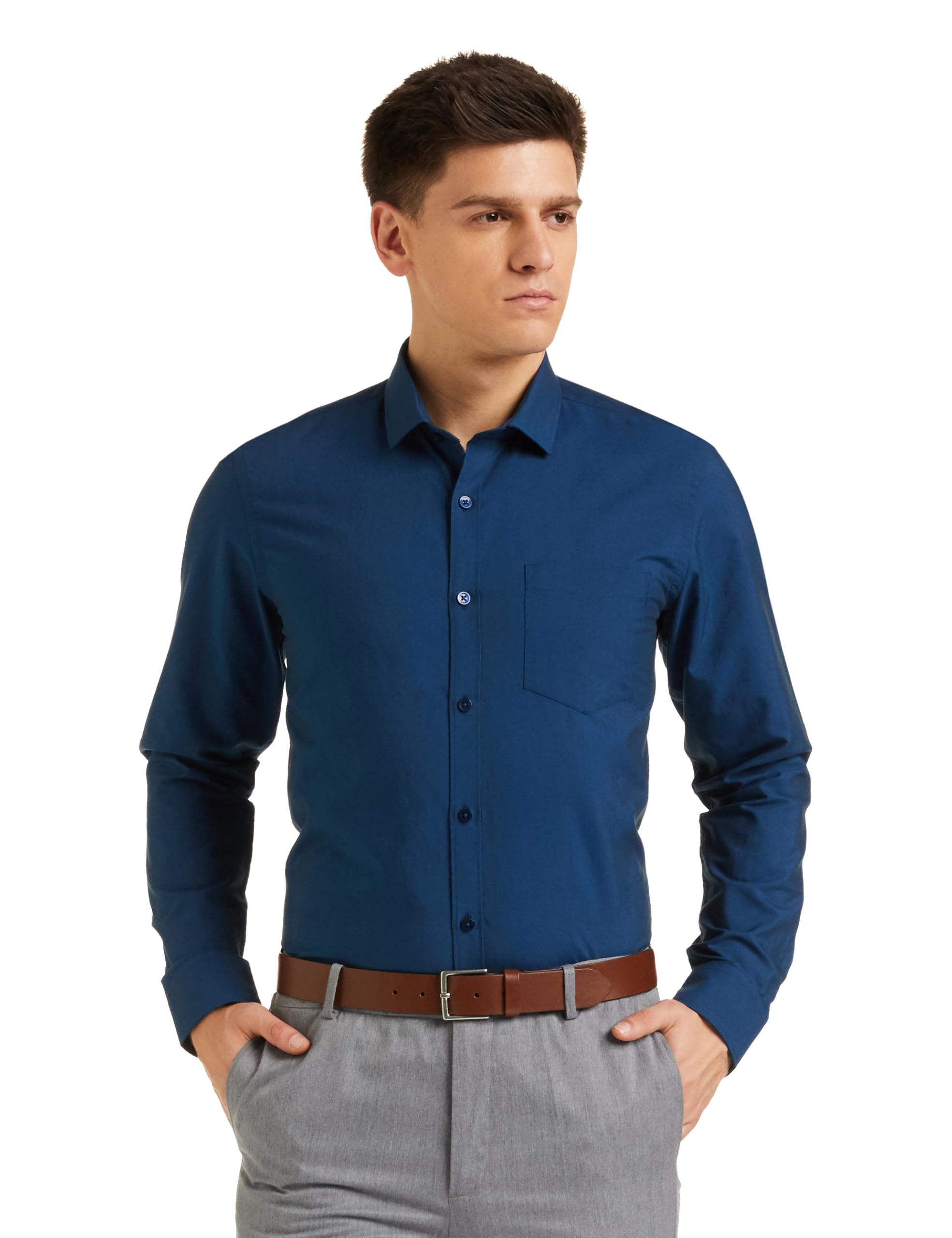 Men's Cotton Rich Formal Shirt | Plain | Full Sleeve - Regular Fit (Available in Plus Sizes)