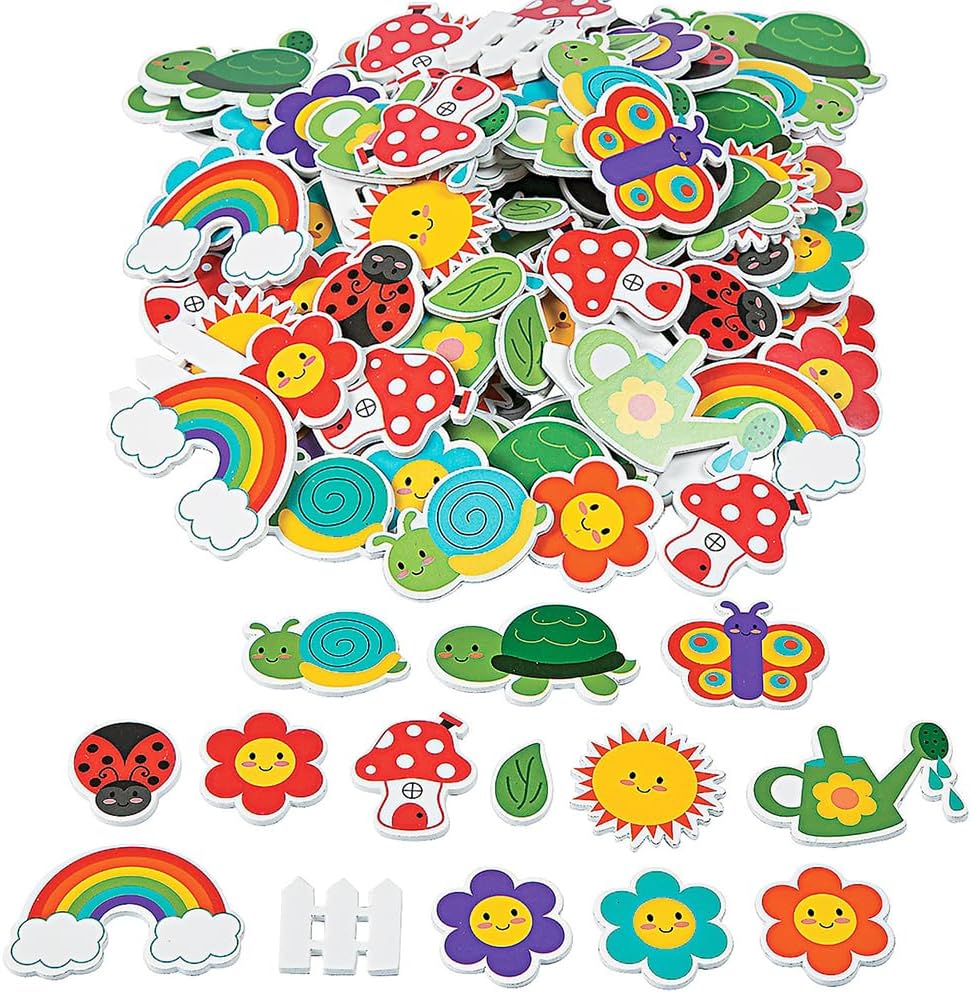 Fun Express Spring Garden Foam Shapes – Ideal for Kids – Crafts DIY– Projects Spring -Themed Activities and Educational Play – Multi-Color Foam Shapes for Creative Fun – 300 Pieces