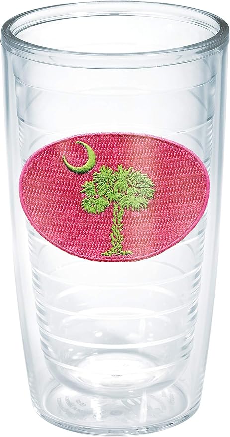 Tervis South Carolina Flag Made in USA Double Walled Insulated Tumbler Travel Cup Keeps Drinks Cold & Hot, 16oz - No Lid, Pink and Green