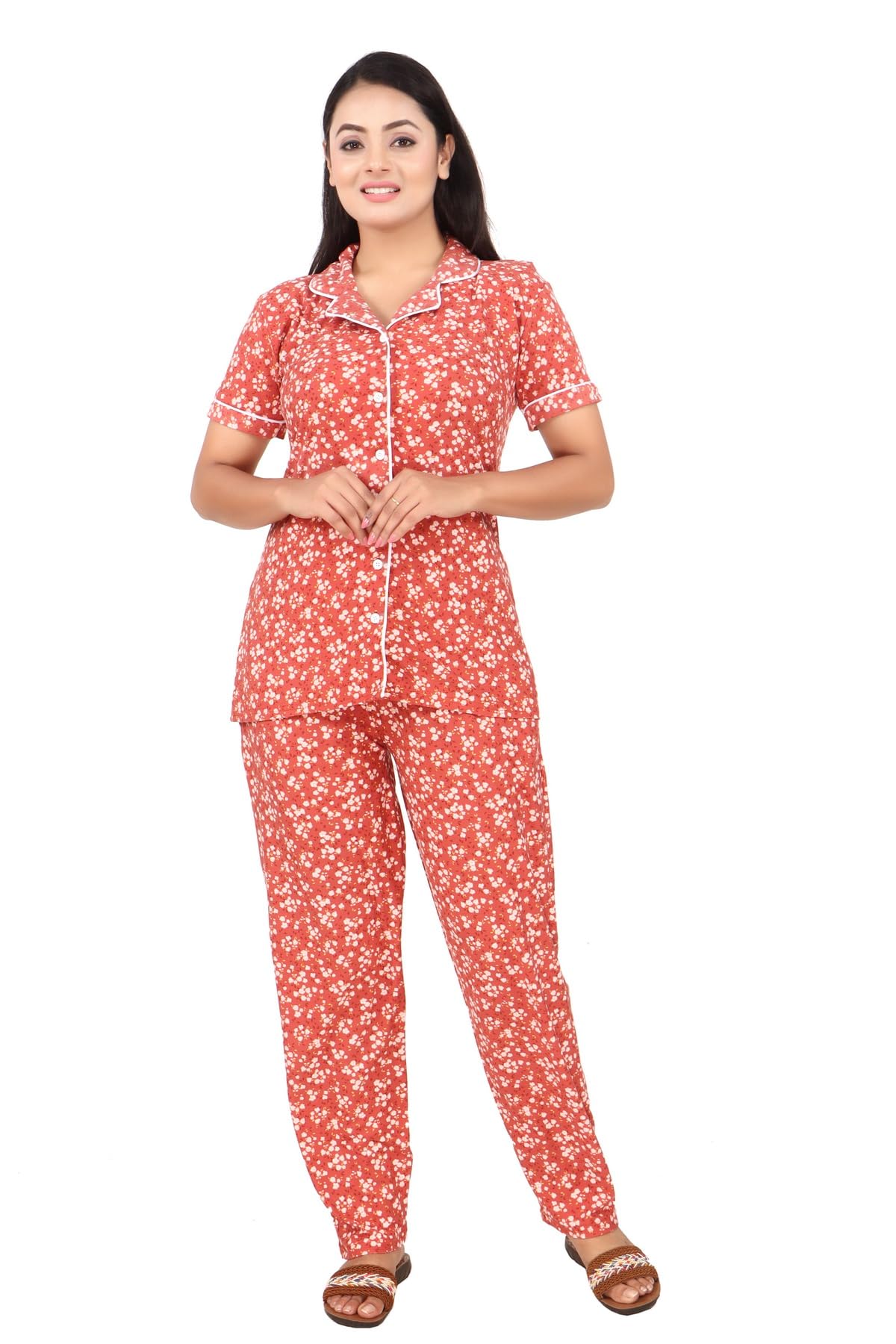 pipasa Women Night Suits - Night Dress for Women - Front Open Shirt & Pyjama Set - Nightwear for Women (NS3)-picture-17