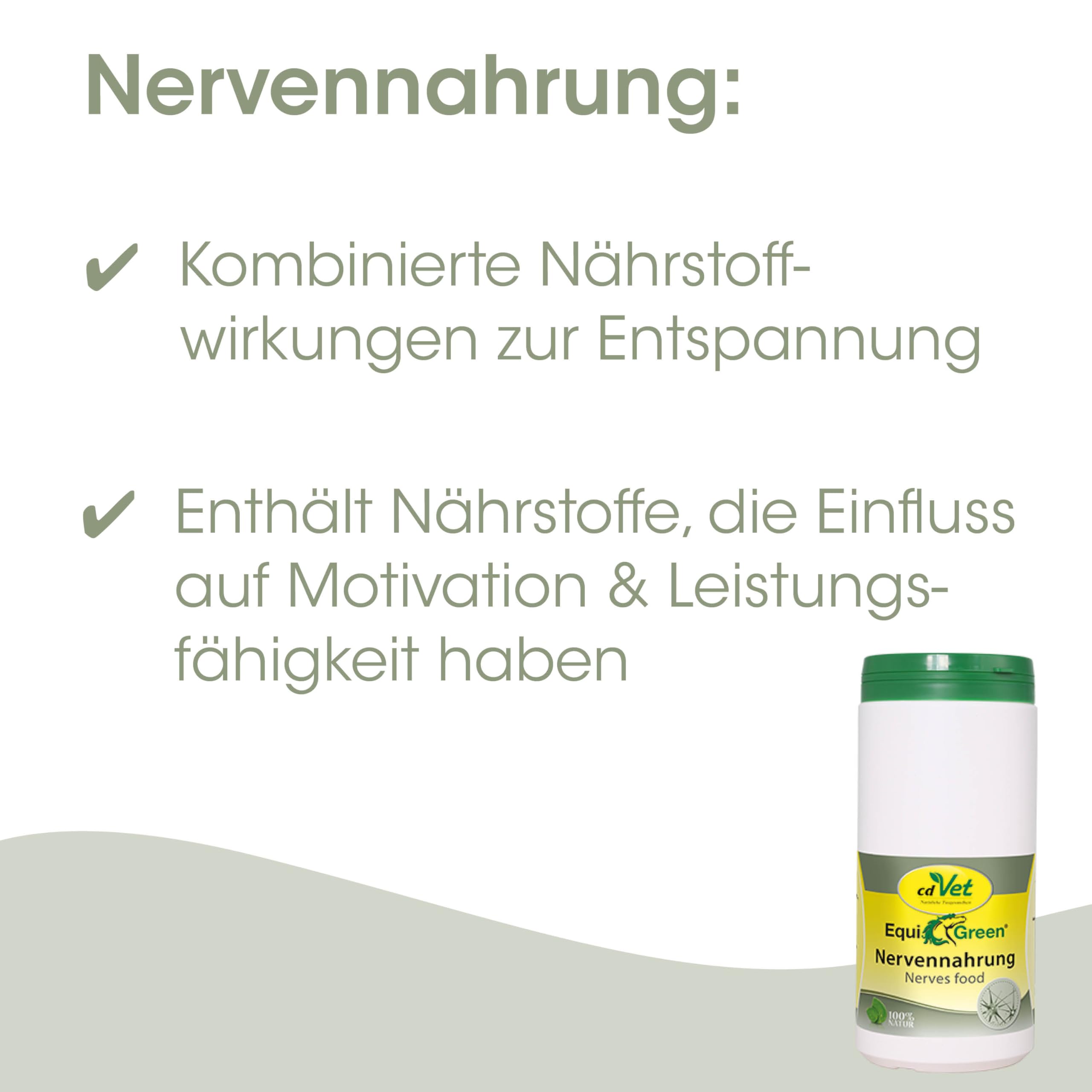 cdVet EquiGreen Nervennahrung 2 kg - Nahrungsergänzung für Pferde und Ponys zur Unterstützung für eine bessere Entspannung und mehr Nervenstärke