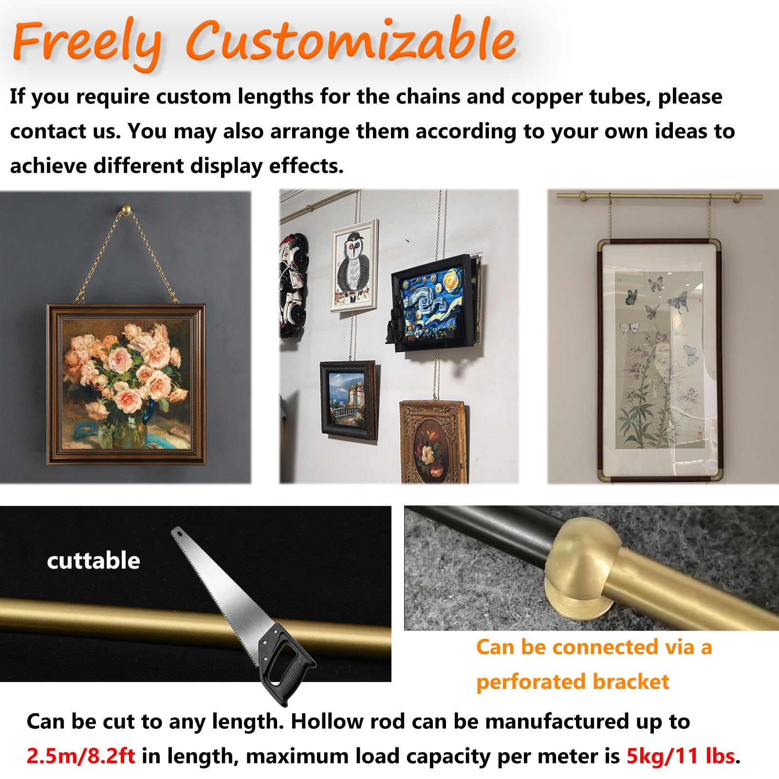 Kit para colgar cuadros con capacidad de peso de 5 kg, sistema de pared de galería, colgador decorativo para obras de arte y marcos