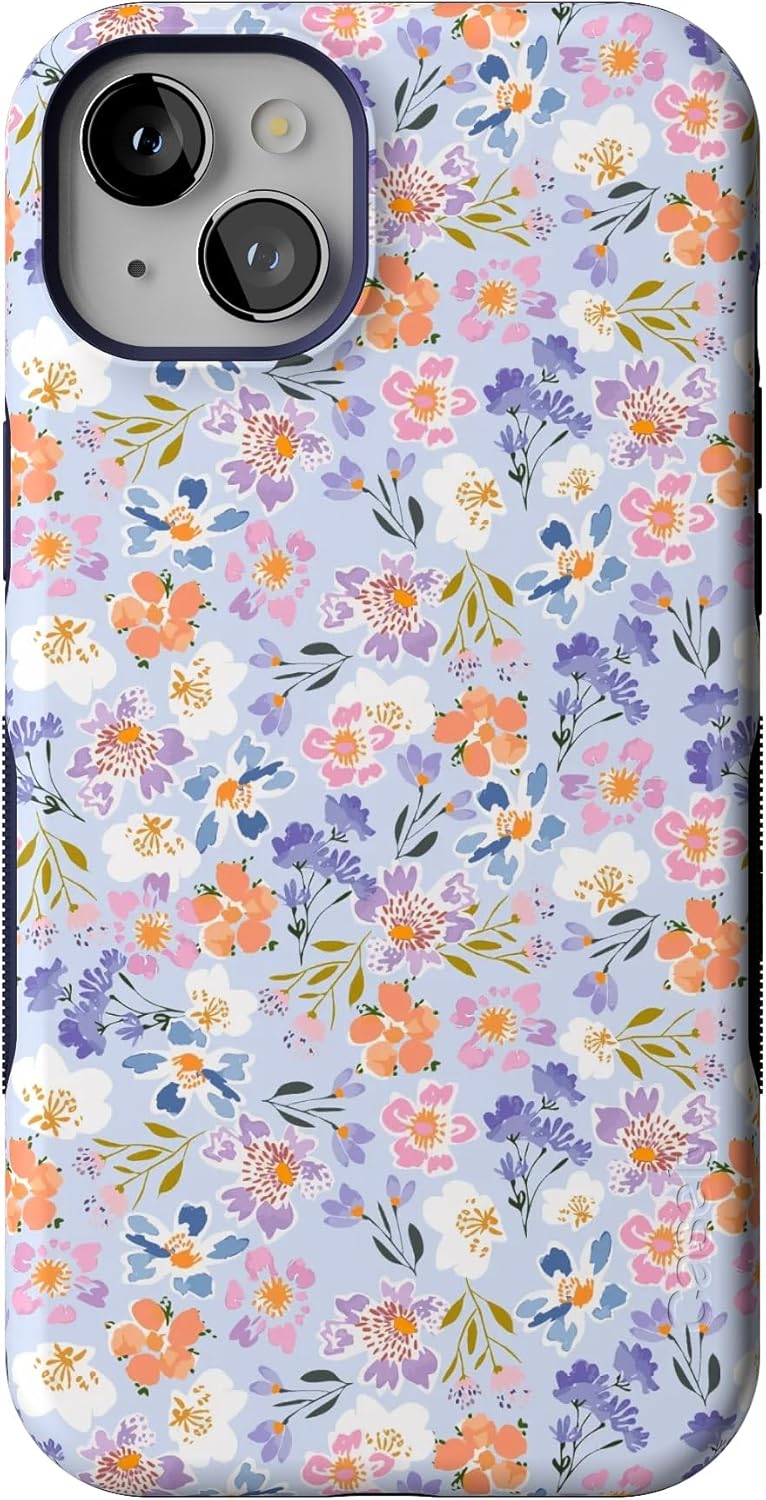 Casely iPhone 15 Case | Poppy Meadows | Pastel Floral | Bold Protective Design | Compatible with MagSafe