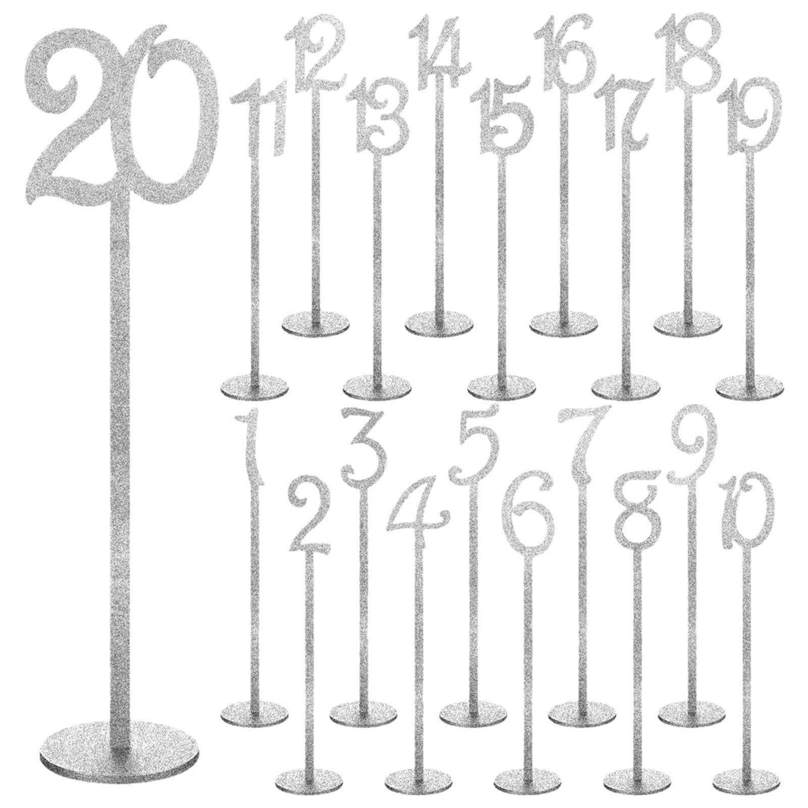HOIXZCS Chic Table Number Holders With Base Timing For Memorable Wedding Experiences Wood Table Number Cards Place Cards Holder Stands Practical And Decor, 20 pcs Silver, 8.7x35cm