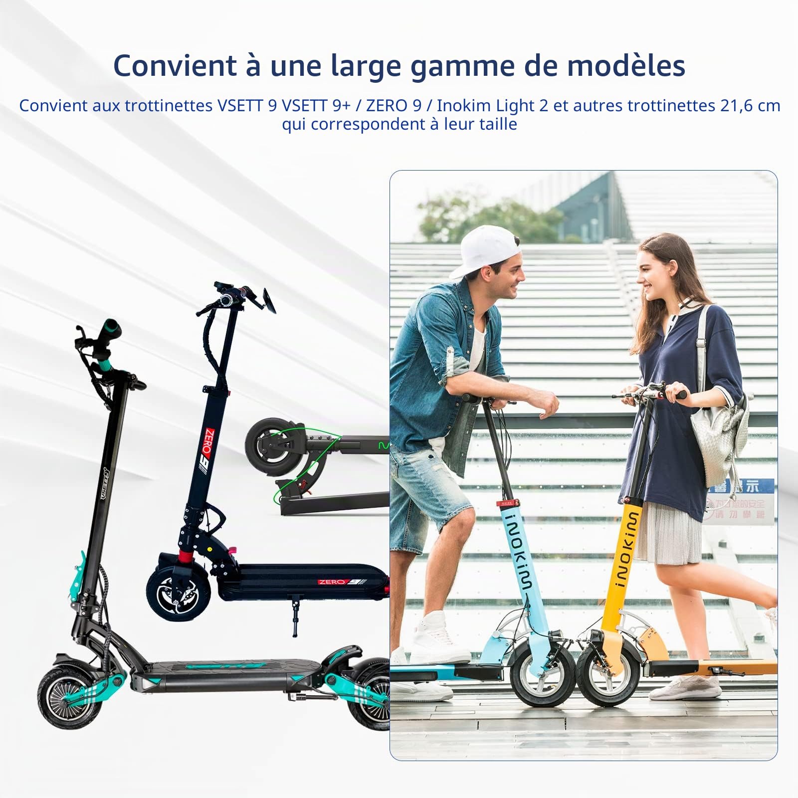 Ulip 8.5x2(50-134) pouces pneus de rechange pneus en caoutchouc plein remplacement des roues avant et arrière pour les scooters VSETT 9 9+ Zero 9 Inokim Light 2