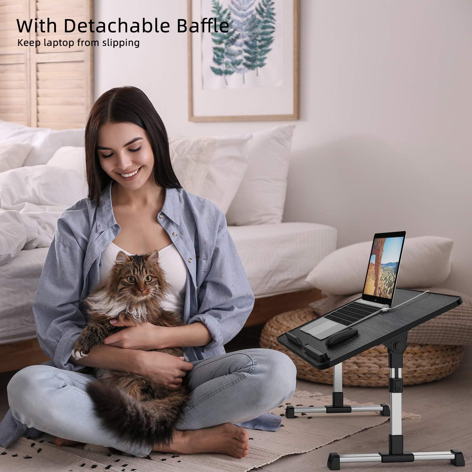 Black Friday - 80% OFF Laptop Table Stand Desk, AHUTORU Adjustable PVC Leather Laptop Bed Table, Portable Standing Desk, Foldable Lap Tablet Desk for Sofa Couch Floor