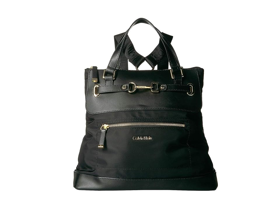 

Calvin Klein Lianna Nylon Backpack (Black/Gold) Backpack Bags