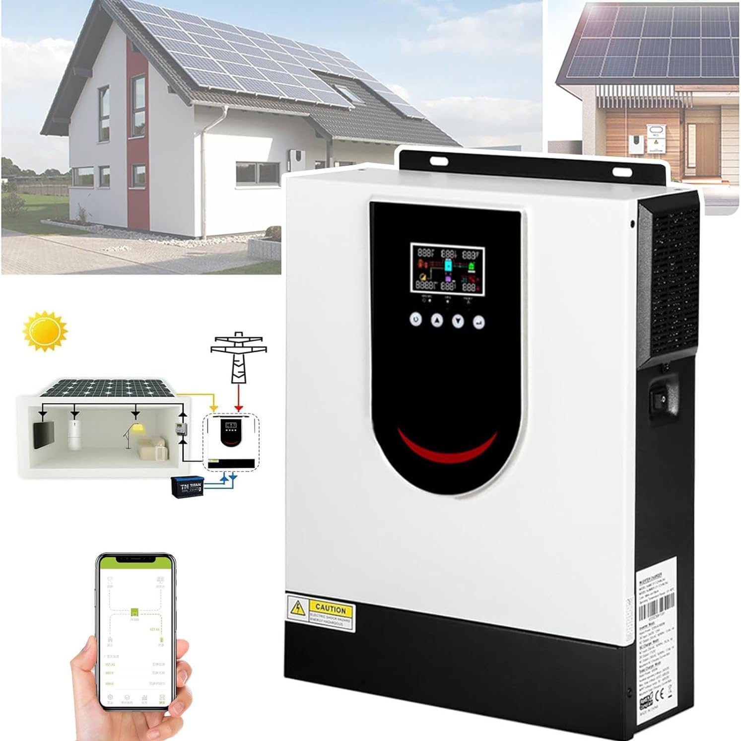 Onduleur Solaire Hybride 1.0-10.2KW 12V/24V/48V, à Onde Sinusoïdale Pure, Chargeur Autonome Avec écran Lcd, Régulateur De Charge Solaire Mppt 40/80/120/160A, Pour Stockage D'énergie Domestique 1.0KW