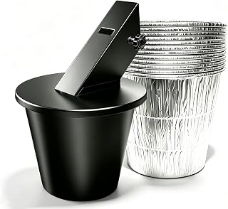 Upgraded Grease Bucket with Lid & 12 Pack Liners, Drip Grease Catcher Bucket Compatible with Traeger Grill Guard, Pit Boss, Z Grills, Recteq Smoker Grill Accessories