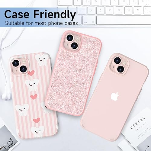 Miniatura 6 de YWXTW Protector de lente de cámara para iPhone 15 PlusiPhone 15iPhone 16e, anillo de metal con purpurina individual, protector de pantalla de vidrio