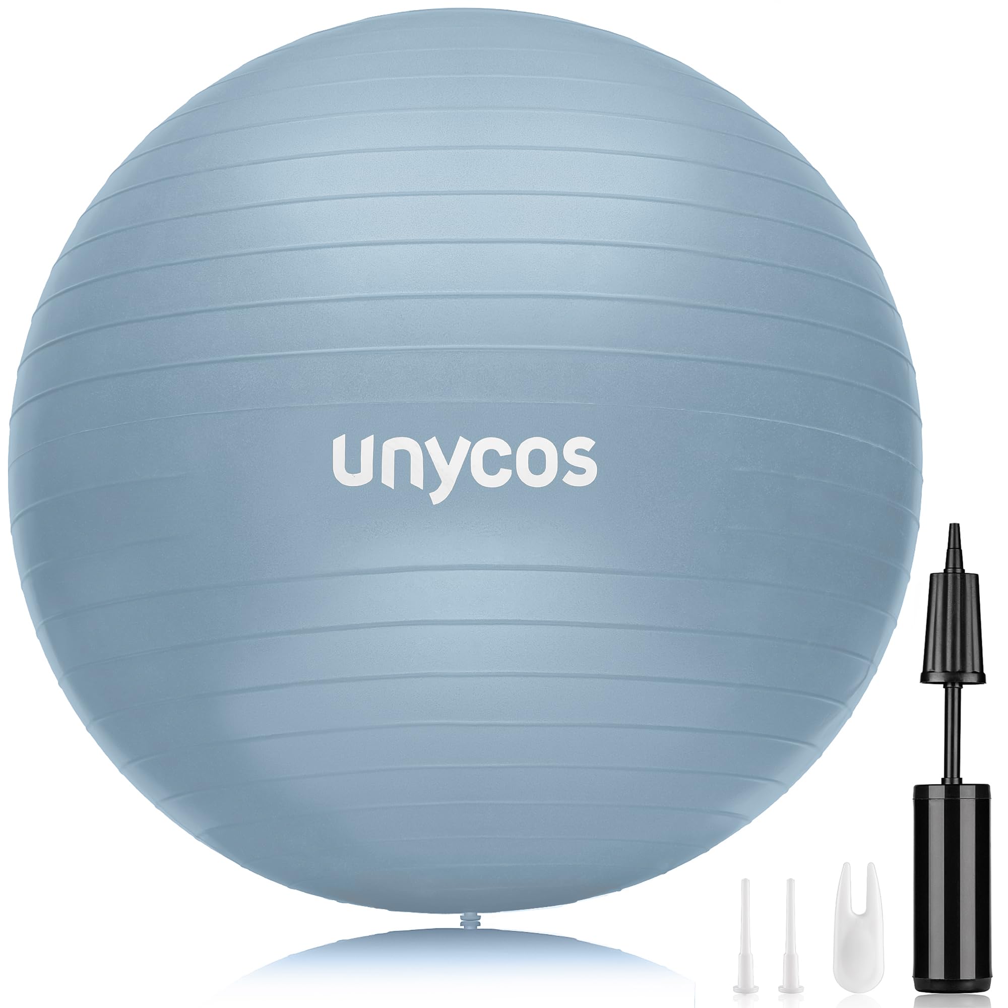 unycos - Palla Fitness Antiscivolo 55/65/75 cm con Pompa, Fitball Anti-Scoppio【Supporta 300 kg】per Pilates, Yoga, Ginnastica, Gravidanza, Esercizi di Equilibrio, Addominali e Spalle 65 cm Azzurro