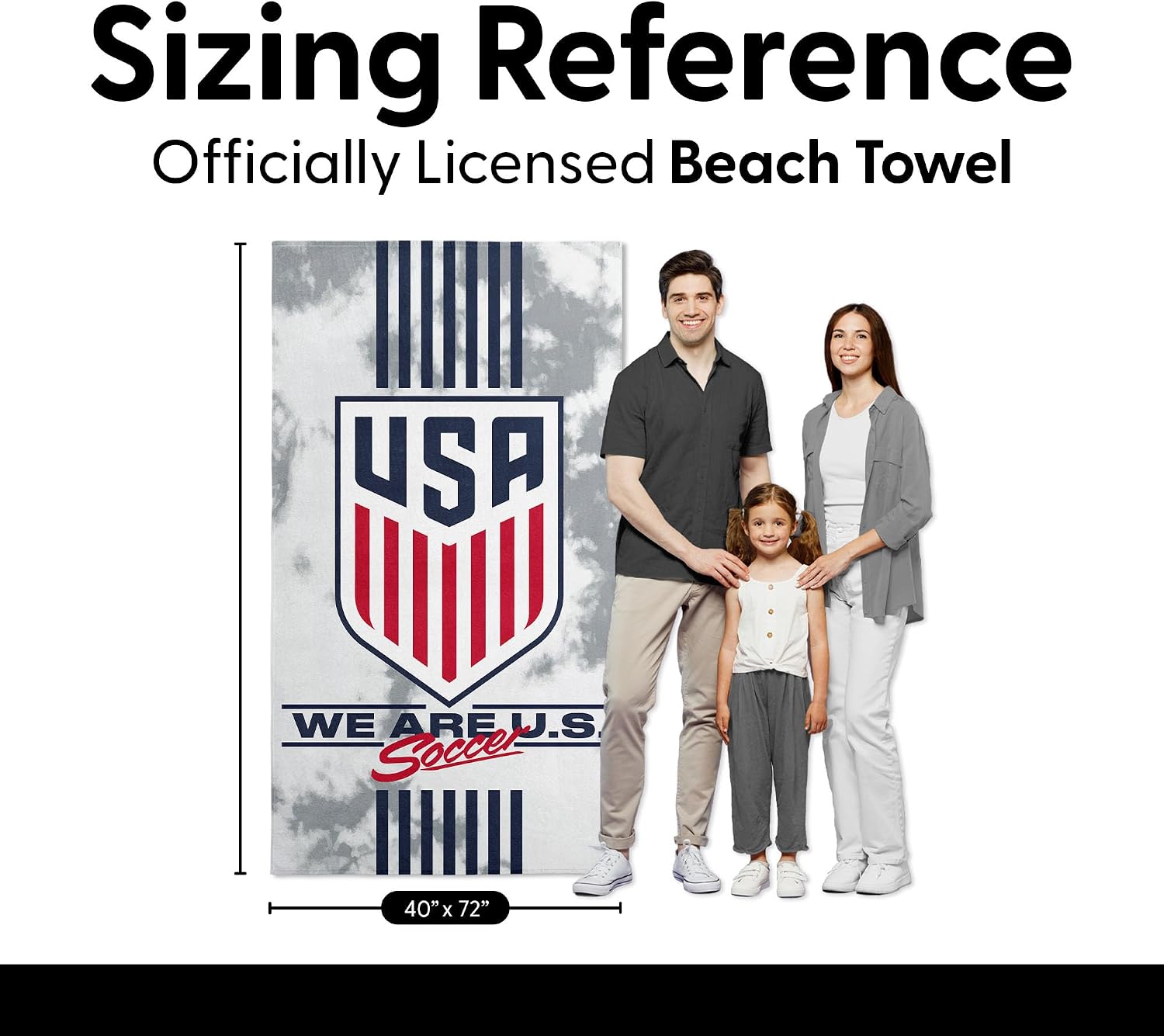 Northwest U.S. Soccer We are U.S. Soccer Oversized Microfiber Beach Towel, Quick Dry Sand Resistant Lightweight Absorbent Bath Pool Swim Travel Fan Gear, 40 x 72 Inch