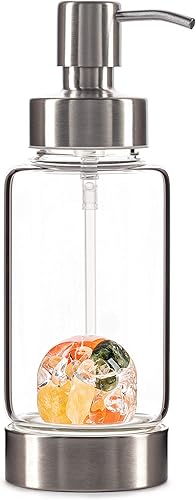 VitaJuwel Dispensador de bomba de cristal con jade, cornalina y calcita naranja
