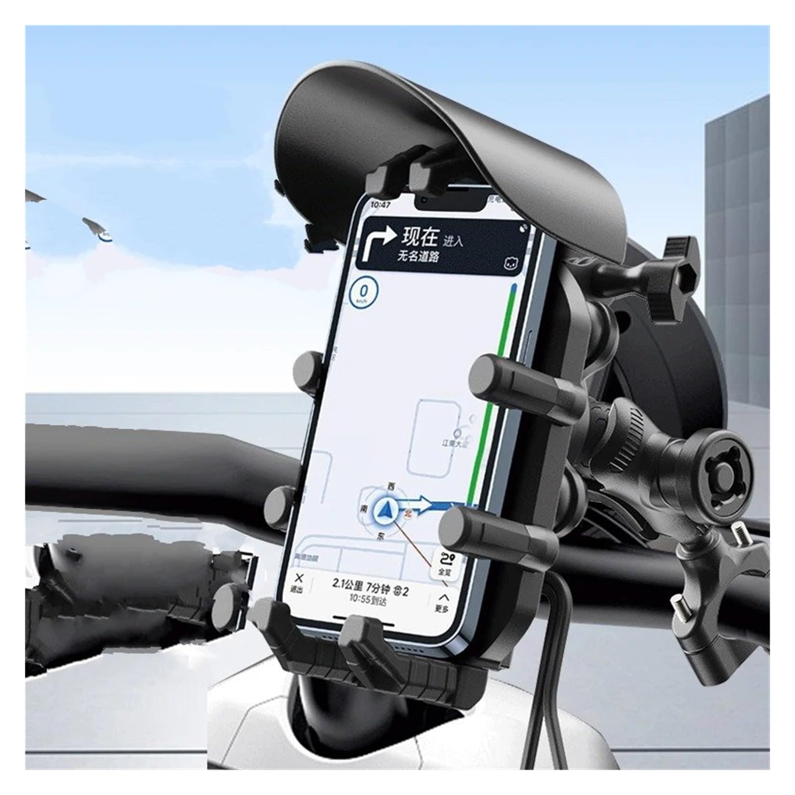 Nav Moto Supporto Supporto Per Manubrio Per Smartphone Antiurto Con Ricarica Wireless Fast Stand Da 15 W Antifurto Supporto Per Cellulare Da Bici Impermeabile(M)