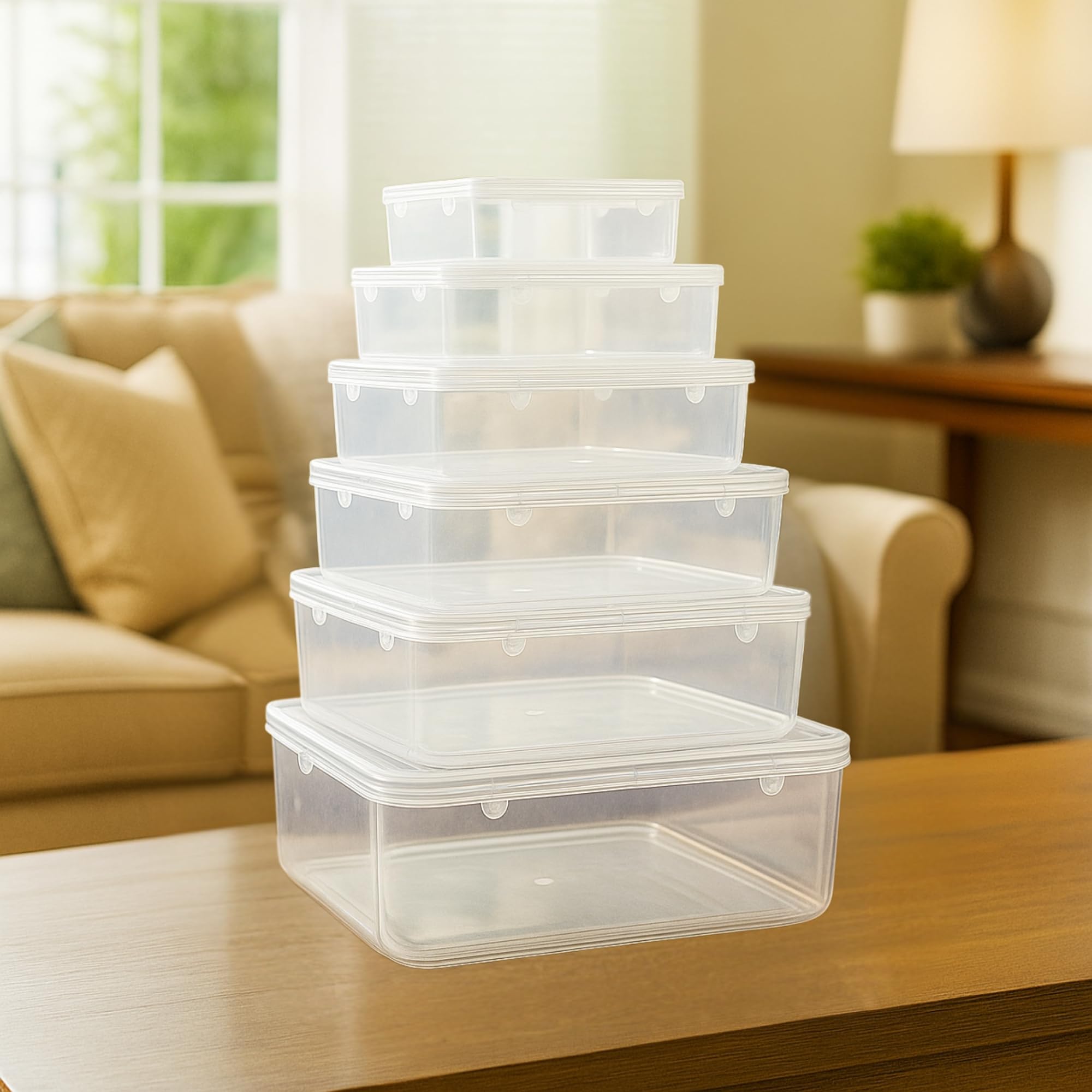 EOS- BUILDING TRUST Plastic Storage Box Combo Transparent Containers Rectangle Boxes With Lock System for Jewellery/Accessories/Medicines/Cosmetics (PACK OF 6, Rectangular)-image-34