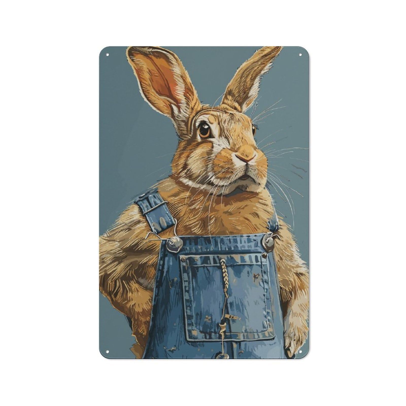 Junmoney Rabbit Fashion Printed Metal Sign 30X20cm For Café Or Restaurant, New-Space Wall Decor For Café Owners And Decorators