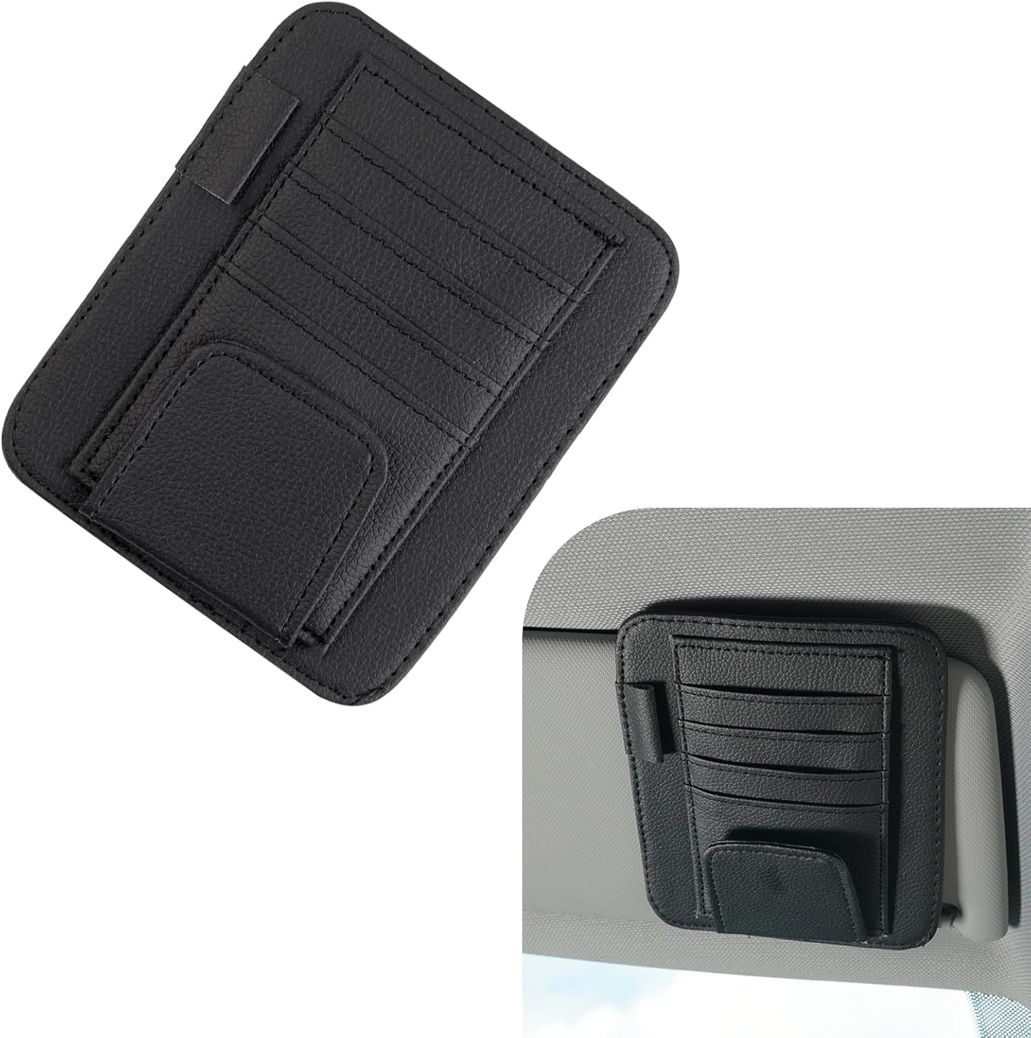 Beige Car Sun Visor Organizer Pouch Bag Pocket Card Storage Glasses - View #6