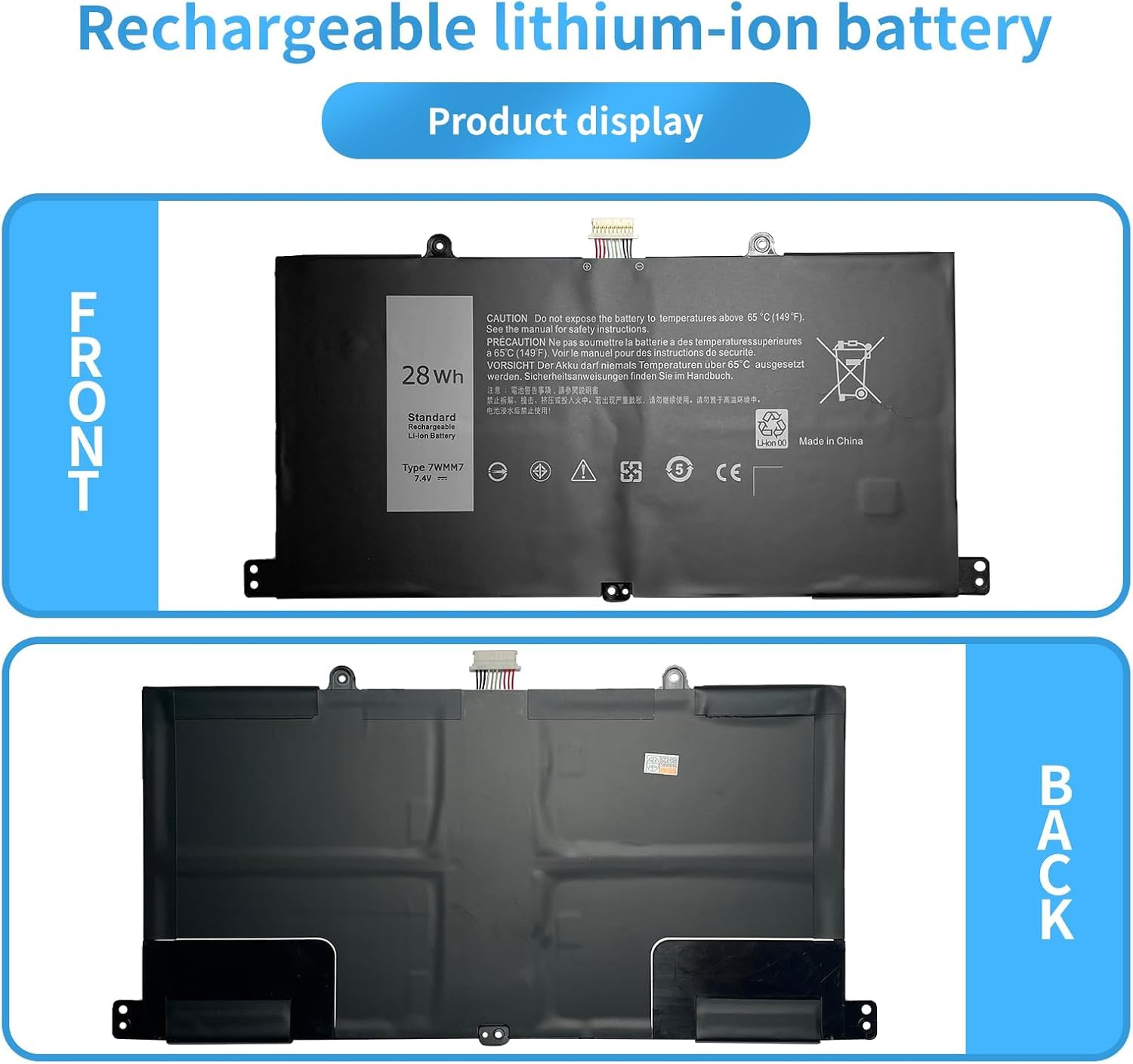 Batterie De Rechange Pour Clavier Dock Dell (réf. DL011301-PLP22G0, CP305193L1, 7WMM7) - 3200mAh Li-Po - Neuf