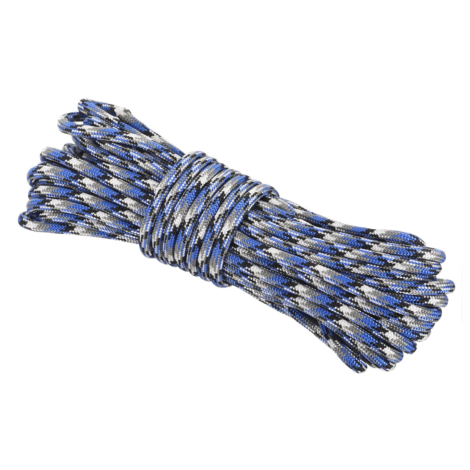 Rebower 550 Paracord Rope 8m, 4mm Thin Paracord Nylon Cord 7-Strand Core [for Tent Camping Outdoor Gear] - Blue White