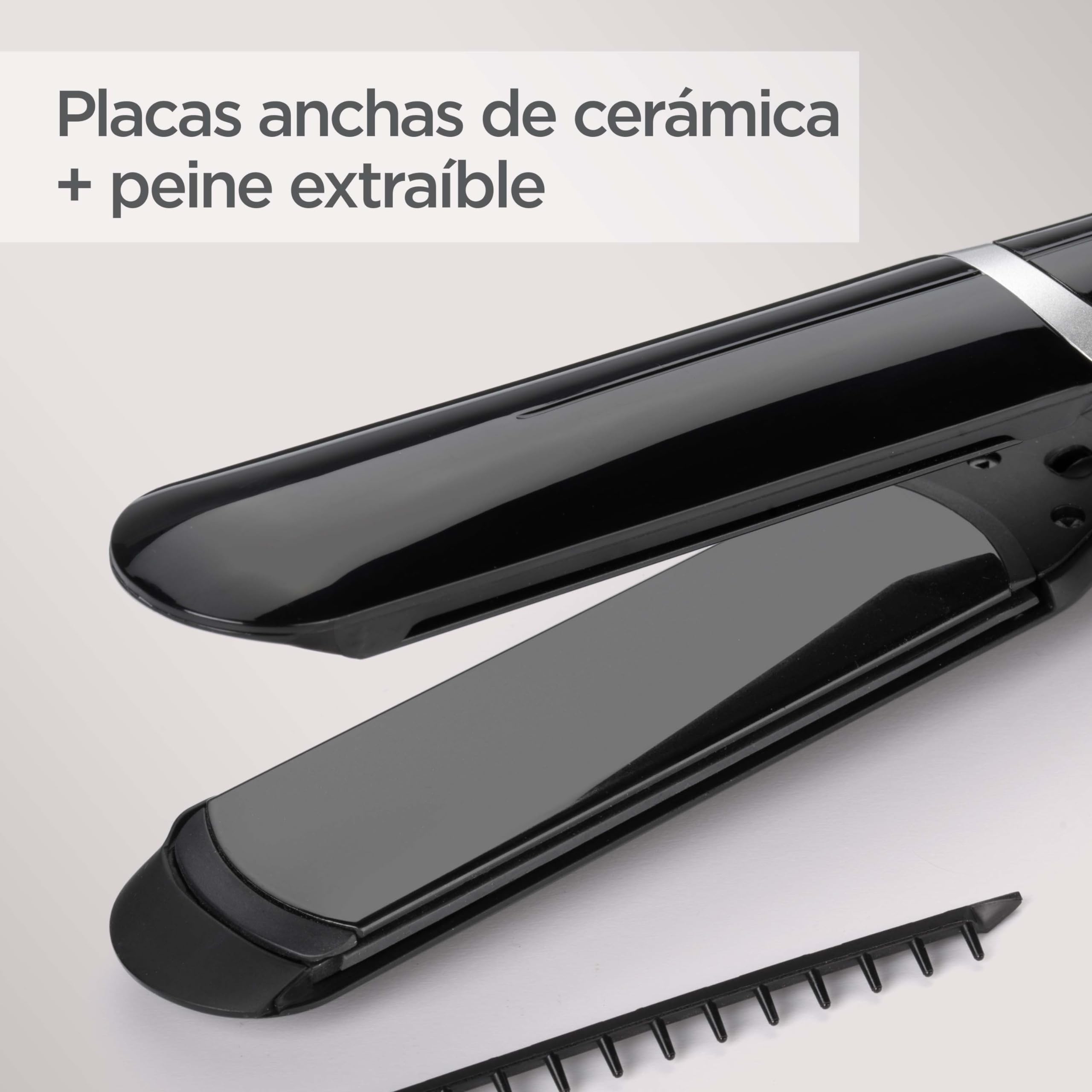BaByliss Plancha de Pelo Smooth Pro Wide - Placas de cerámica para deslizamientos suaves, Placa ancha de 35 mm para cabello largo/grueso, Calentamiento rápido, 5 ajustes de Calor, Hasta 235°C, ST397E