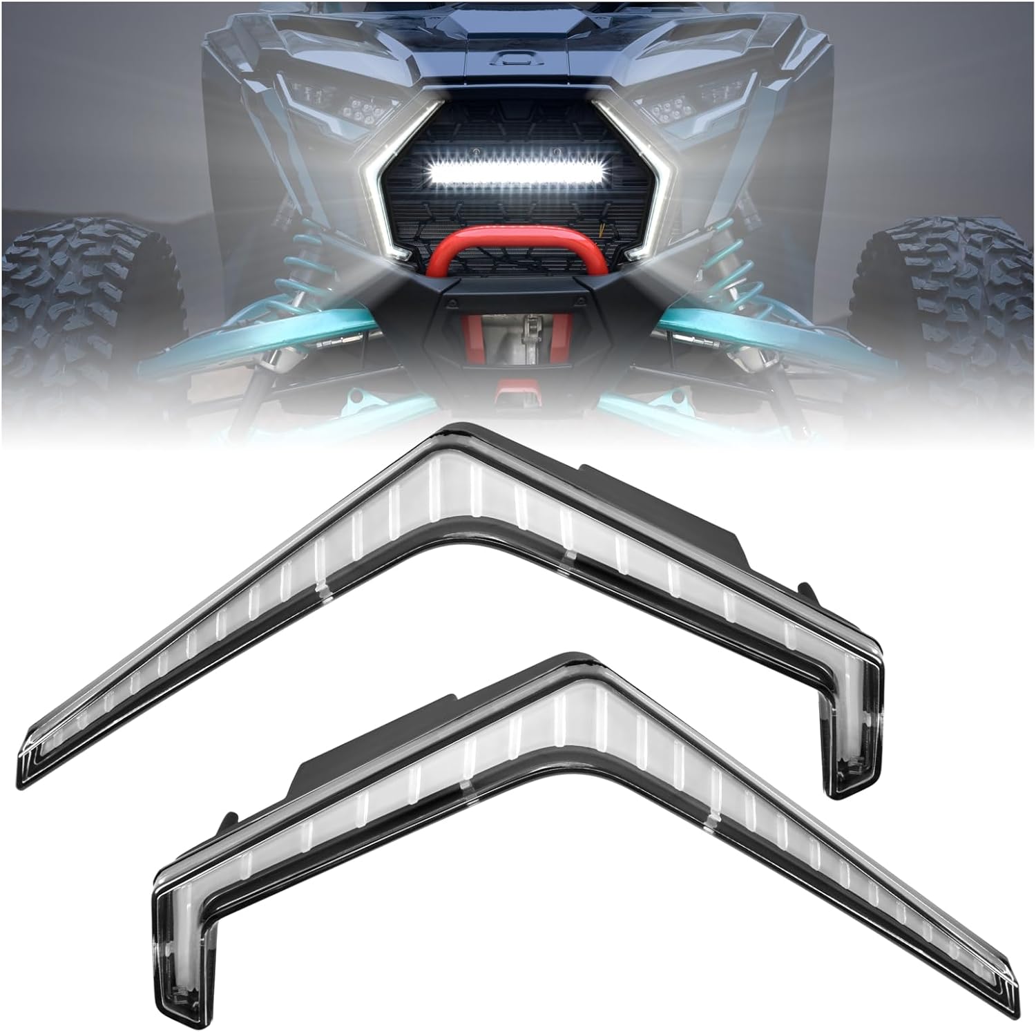 Fang Accent Lights for 2025 Polaris RZR PRO XP/R/S Accessories, LED IP67 Grill Lamps Signature Lights Street Legal Kits for 2025 RZR PRO (2PCS, Replace #2417278, #2417279)