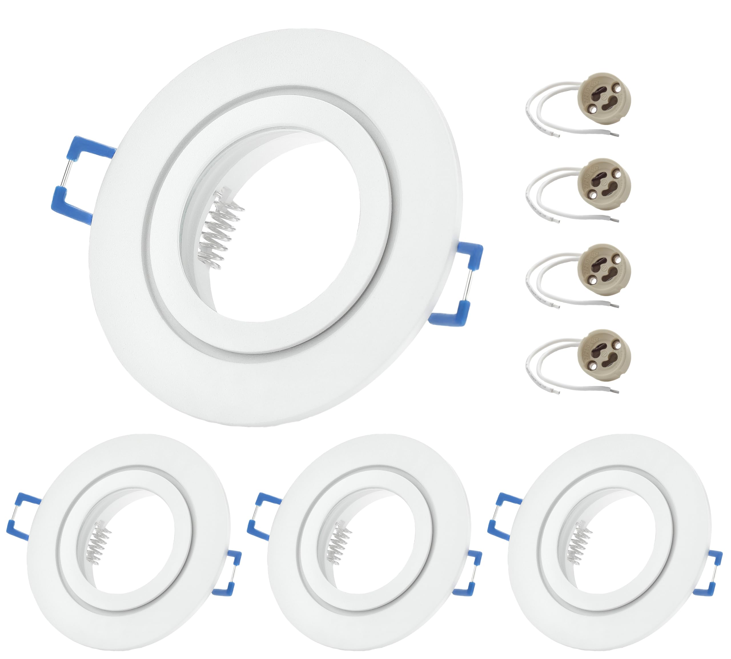 Sweet Led 4x marco empotrable incluido casquillo GU10 - IP44 focos empotrables para baño, focos LED empotrables redondos de aluminio - Ø 84mm, blanco