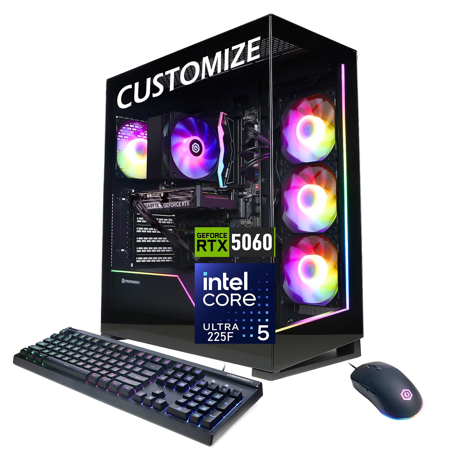 CYBERPOWERPC Intel Core Ultra 5 225F RTX 5060 AI Gaming Tower Desktop