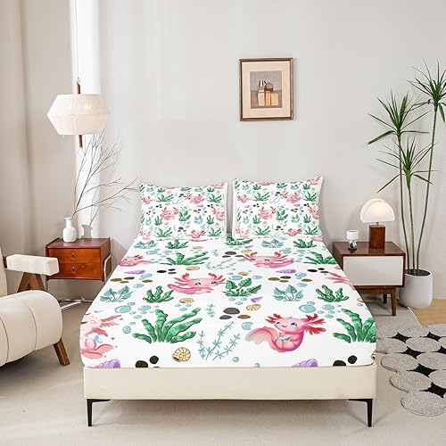 Miniatura 121 de jejeloiu Sea Turtle Sheet Set Ocean Creature Themed Sheets with Deep Pocket Fitted Sheet Sea Underwater World Bed Sheets Set Bed Reptile Tortoise