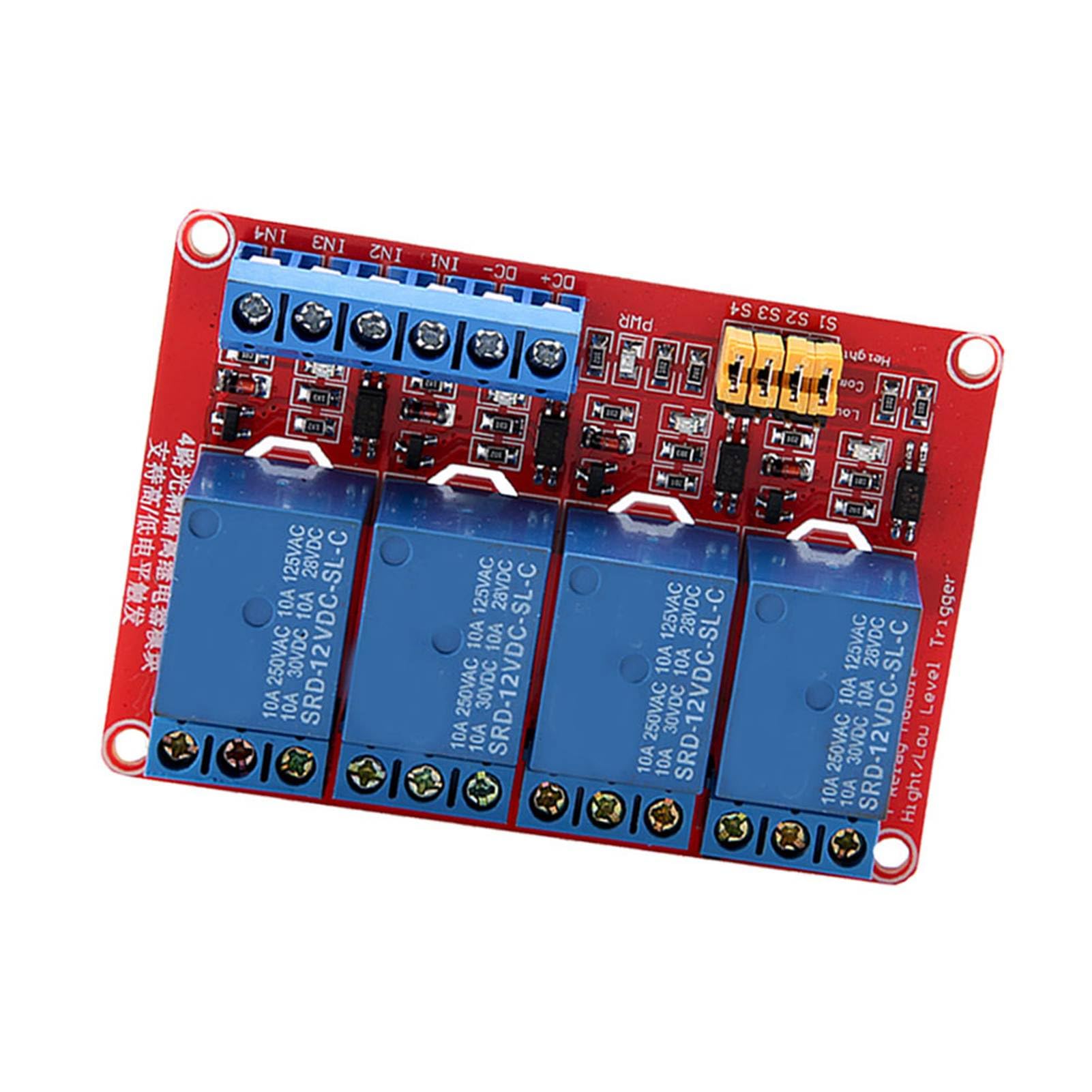 5 V/12 V/24 VDC 4-kanałowy transoptor moduł przekaźnikowy High Low Level Trigger z lampką kontrolną (12 V)