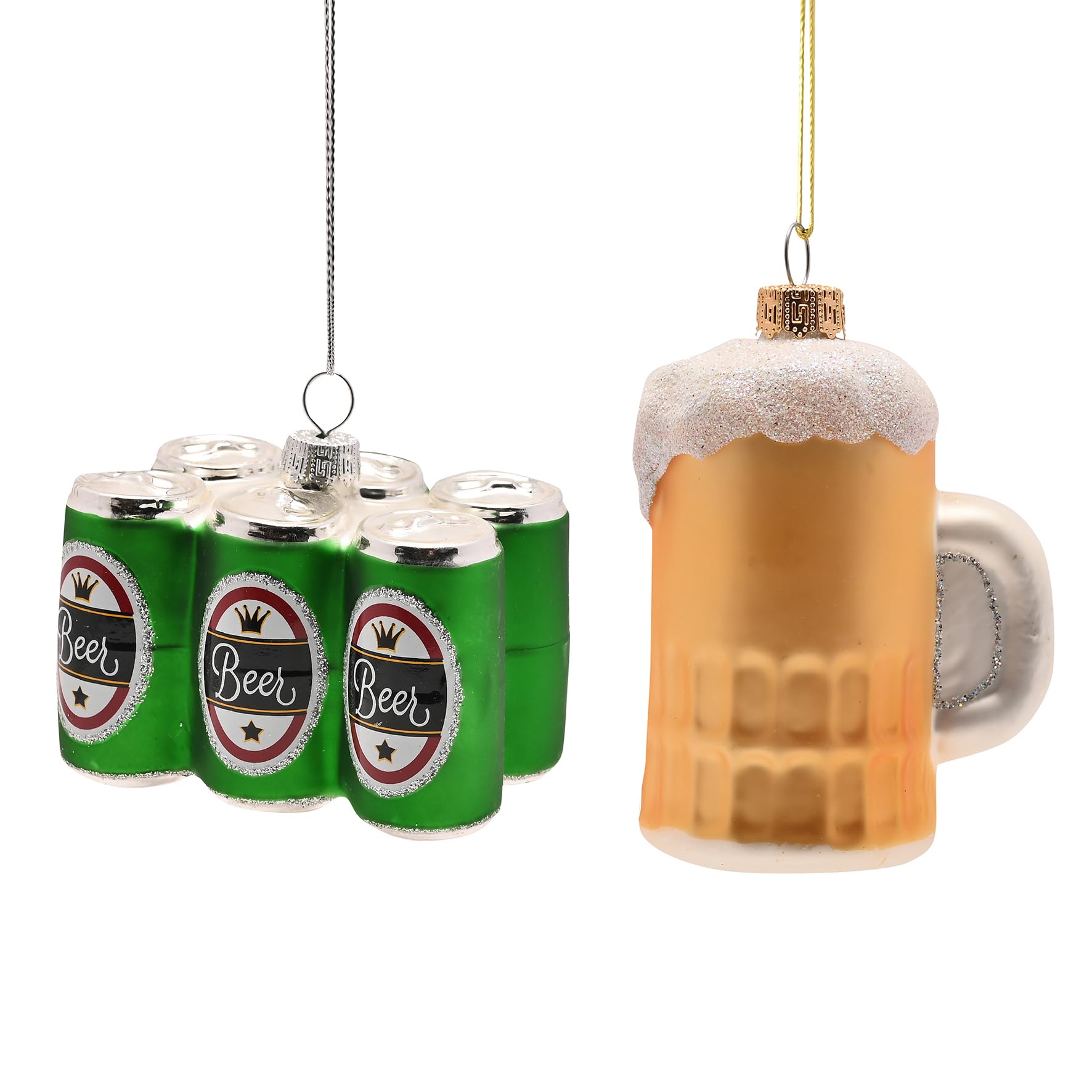 The Seasonal Gift Co - Glass Beer Hanging Decoration - 2 Piece