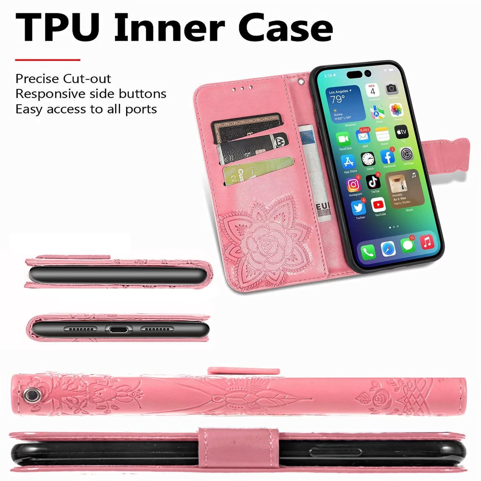 EASSGU Skórzane etui do Motorola Moto g32 (6,5 cala) etui z klapką folio magnetyczne skórzane etui na telefon z 3 przegródkami na karty 1 portfel, etui na telefon - niebieskie
