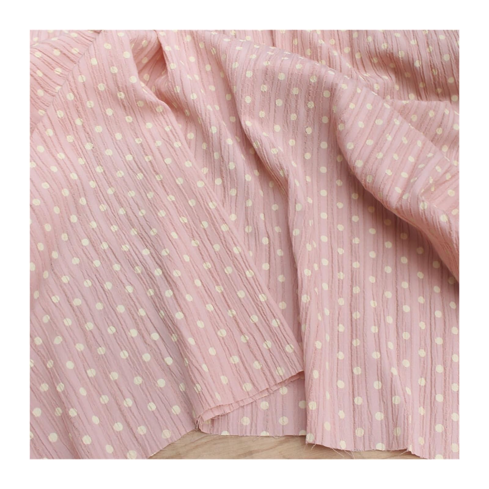 Polka Dot Fabric Pink 2/3/5 Meters for Tops Dresses Cheongsam Curtain(3.0 Meter)