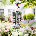 Carillons de vent colibri pour l'extérieur - Cadeaux colorés de colibri pour femmes et hommes, anniversaire, fête des mères pour maman, grand-mère, carillons de vent commémoratifs pour décoration de jardin, patio, cour