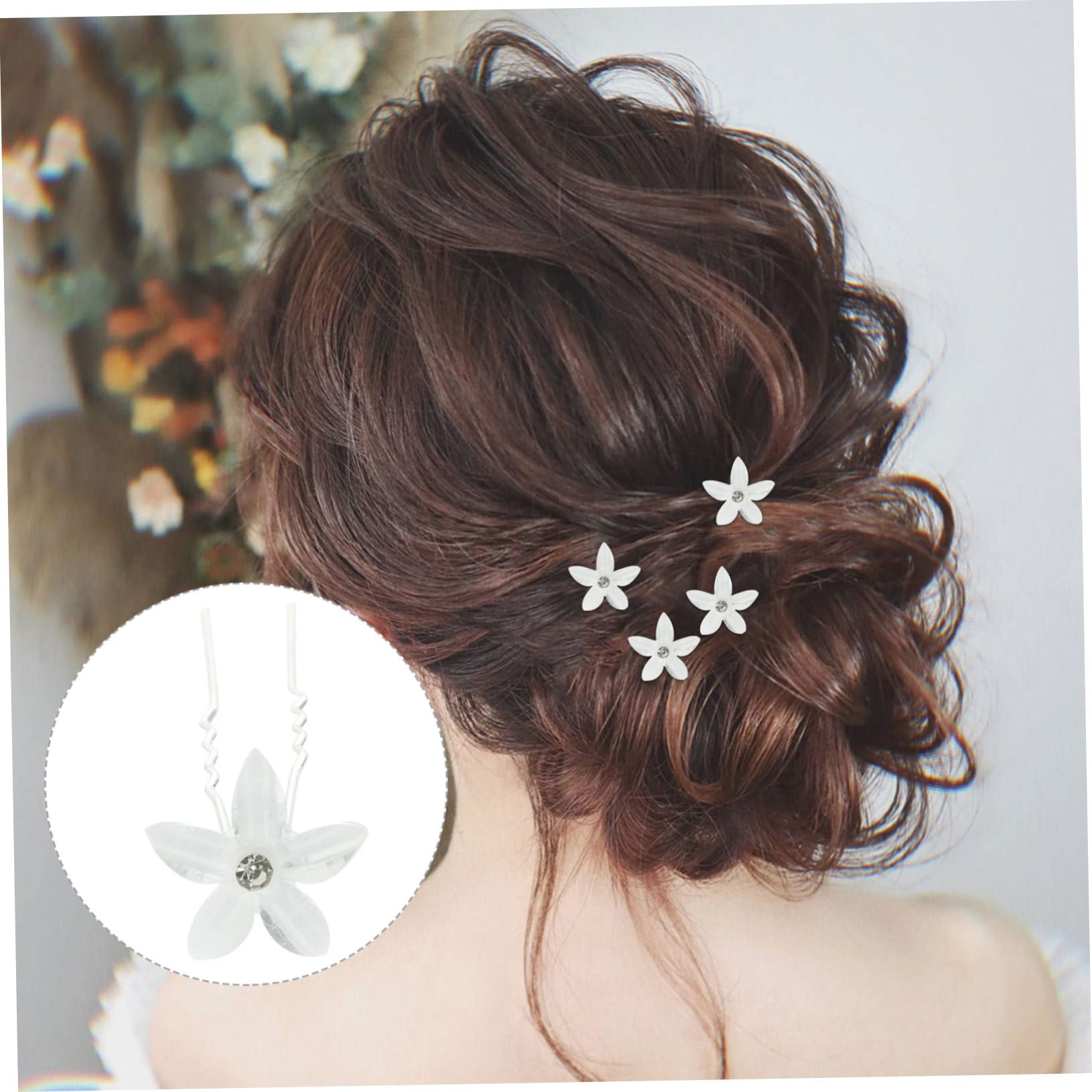Healeved 100stücke U-förmige Haarnadeln Mit Blüten-design Für Hochzeiten Festliche Anlässe Und Tägliche Haaraccessoires Elegante Braut Haarschmuck Mit Glänzenden Kristallblüten