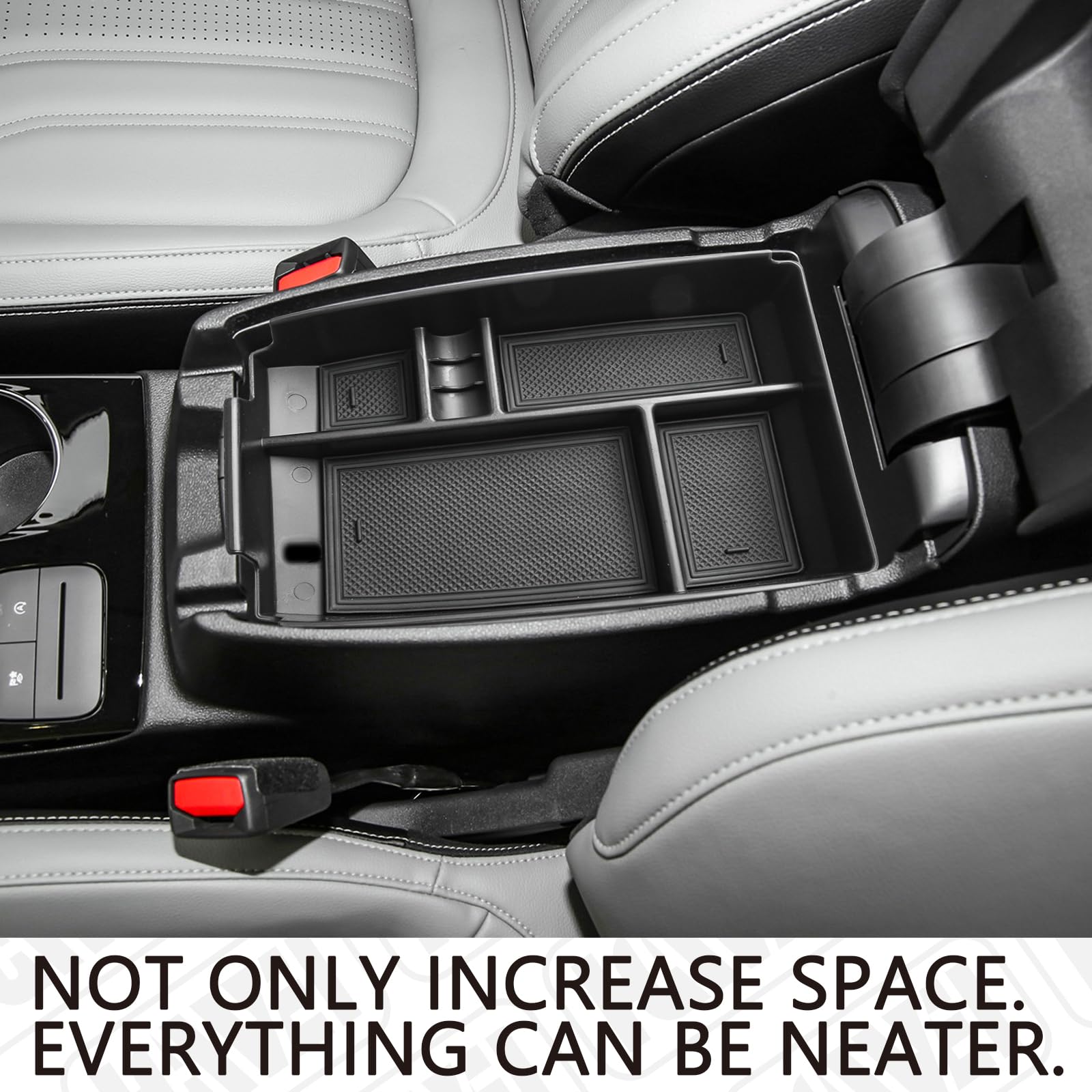 Center Console Organizer Tray Compatible with Ford Escape 2020-2025/Bronco Sport 2021-2025 Accessories, Insert Container ABS Secondary Armrest Storage Box (Not for U725 2-Door), Black