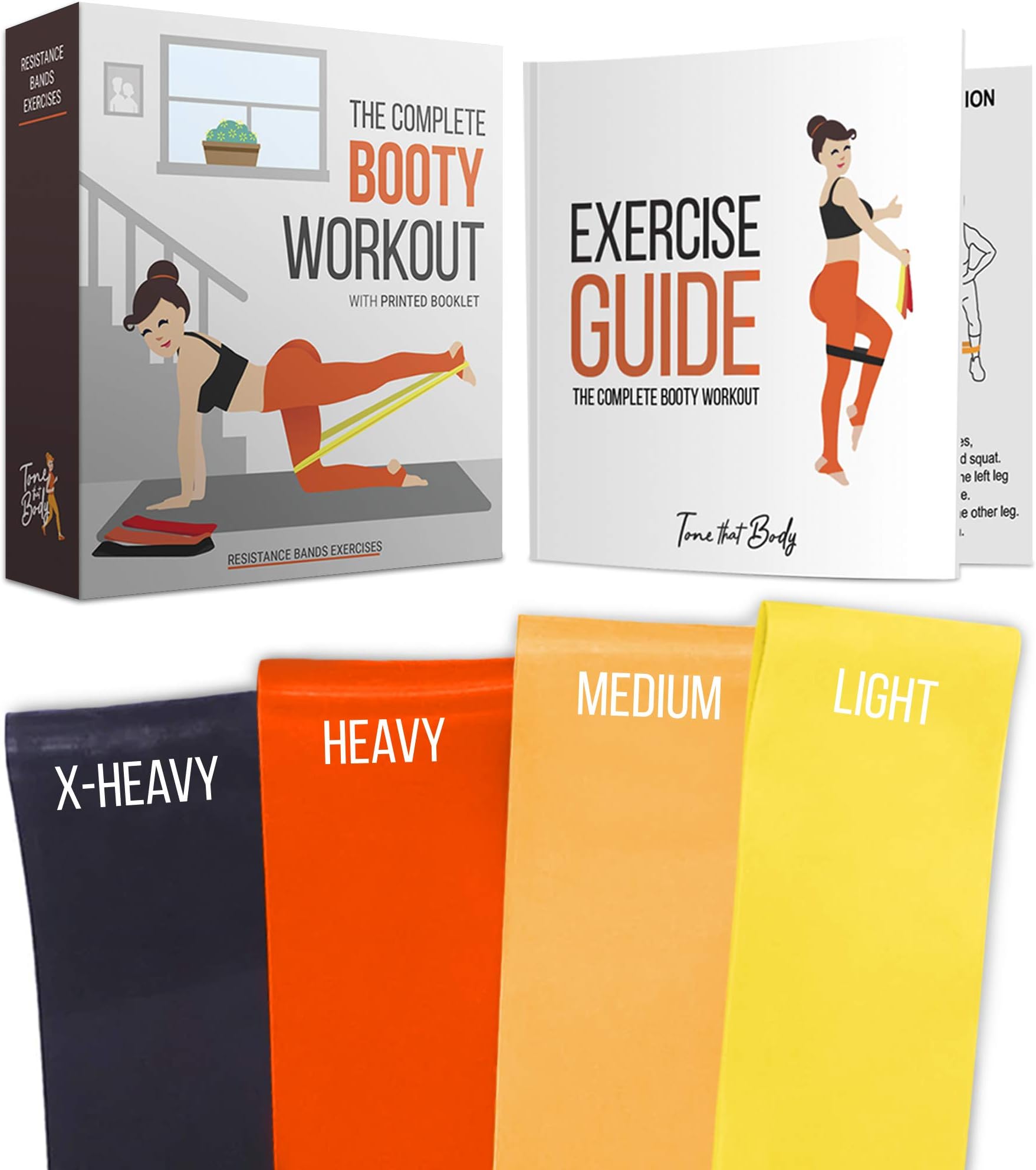 Booty Resistance Bands for Legs and Butt | Full Exercise Guide and Online Workout Videos Included I Best for Glute Workout