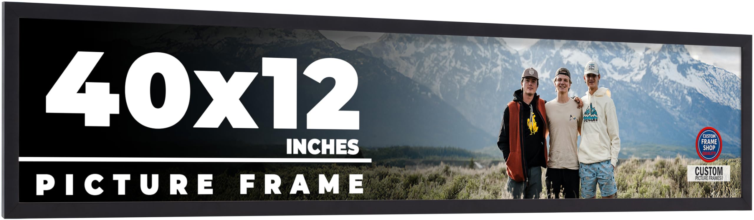 Amazon.com - 40x12 Frame Black Real Wood Picture Frame Width 0.75