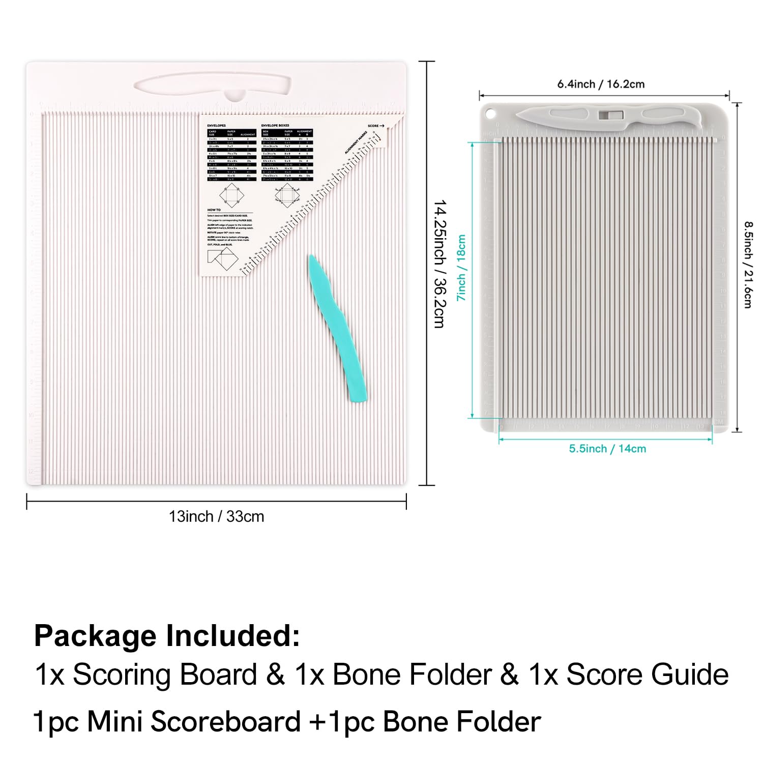 OTCRAFT Pack of 2 12x12 inch and 6.4x8.5 inch Scoring Board for Making Envelopes Envelopes and Gift Boxes - Image 3