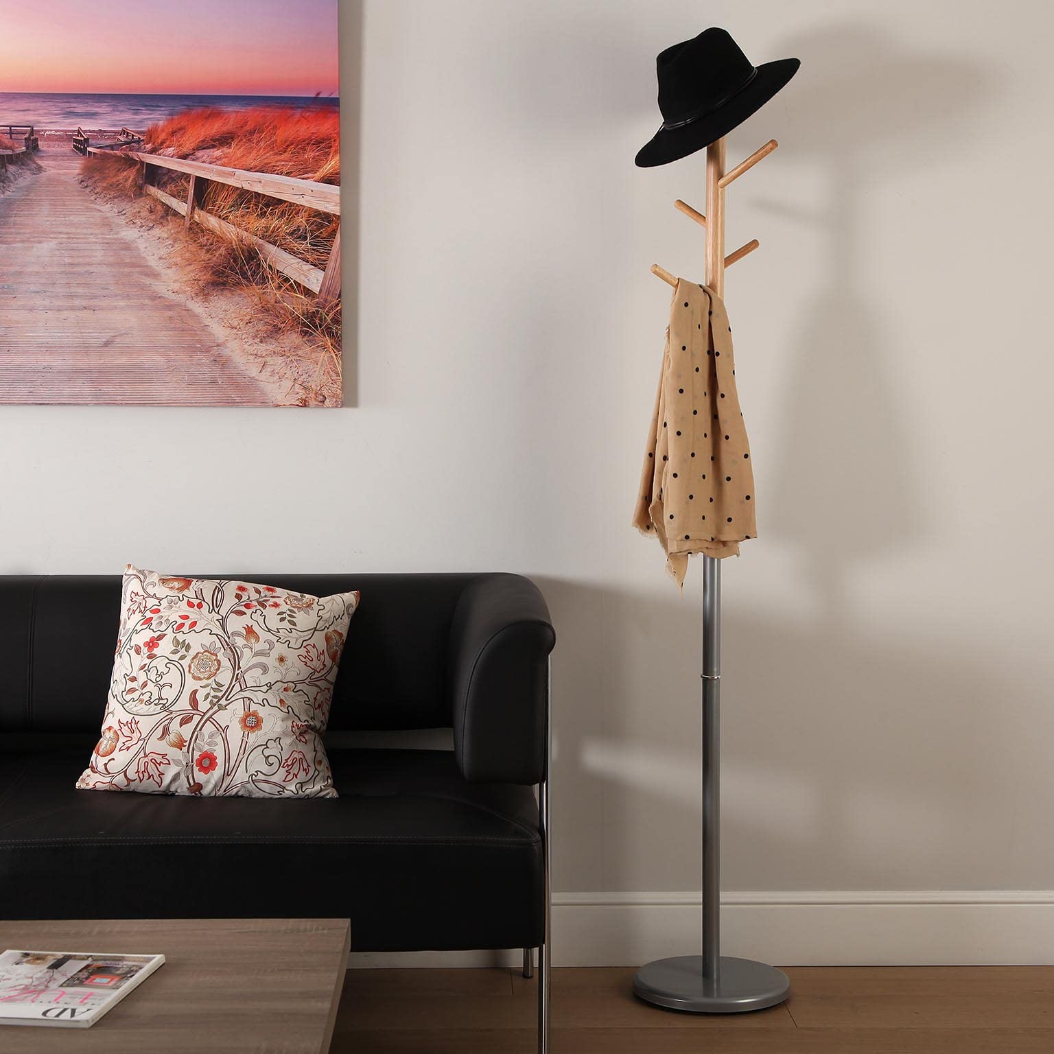 Appendiabiti Da Terra Malmö - Design Minimalista Con 6 Ganci In Legno E Metallo - Foto 9